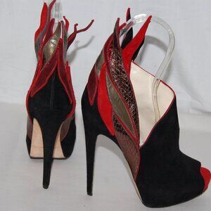 EU37/US7❤️Brian Atwood Suede Leather High Heel Platform Ankle Boots Bootie ITALY